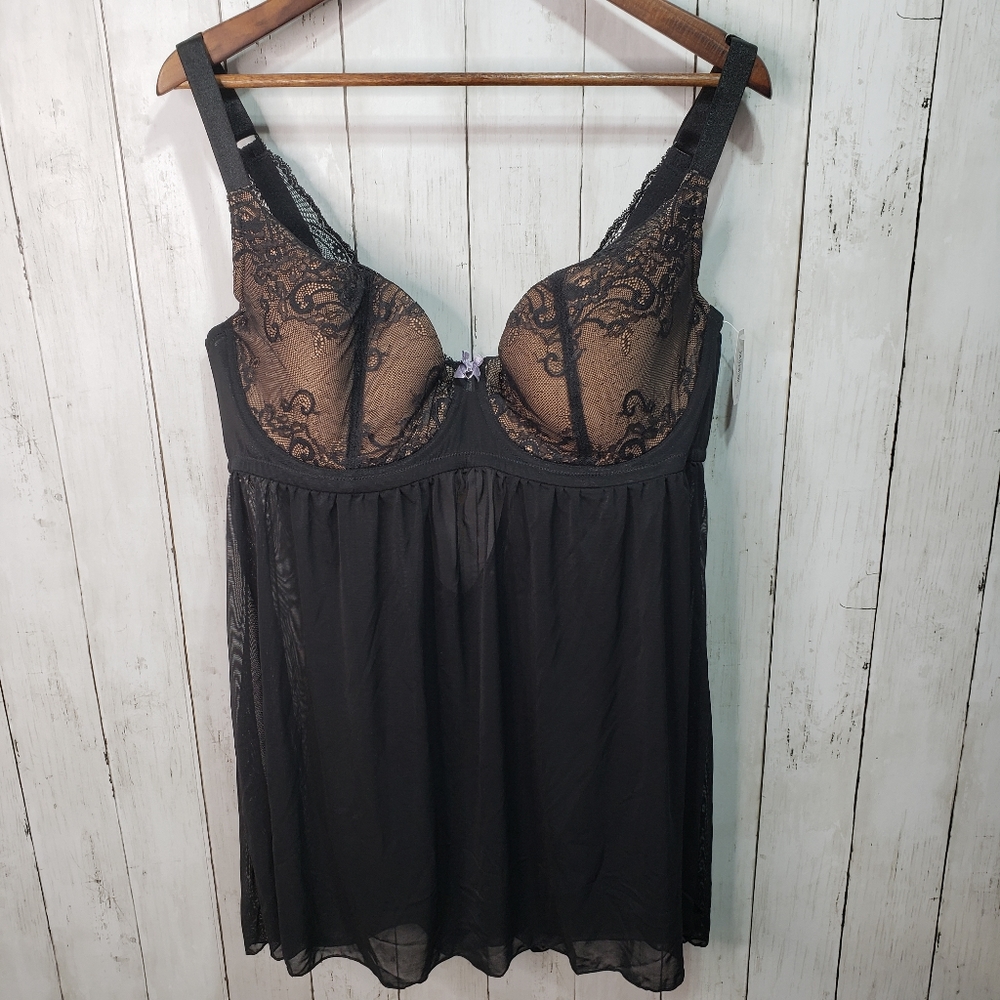 Adore Me Black Nightie Chemise Plus Size 40G.